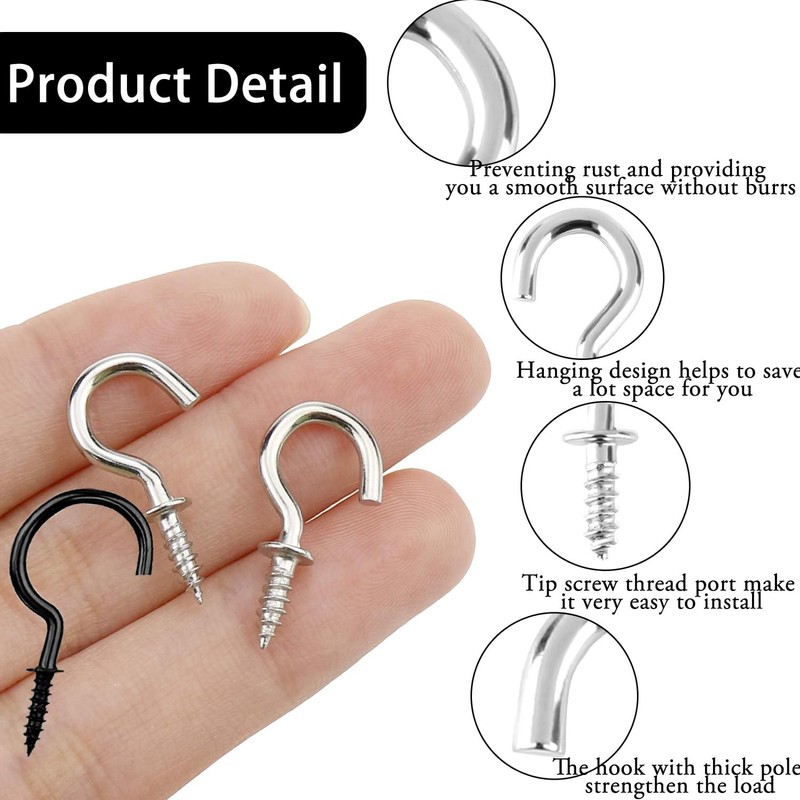 JOOTUEPO 120 Pieces 1/2 Inch Cup Hooks Mini Ceiling Screw