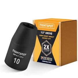 TIGHTSPOT 1/2 Inch Drive 10mm Shallow Impact Socket with Anti-Rounding 6 Point Design, Heat-Treated CRV Steel