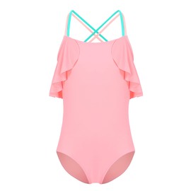 GERU Baby Girls' Sleeveless One Piece Rash Guard Swimsuits Beach Bathing Suit Sun Protect Swimwear for Girls 9-10 Years Pink