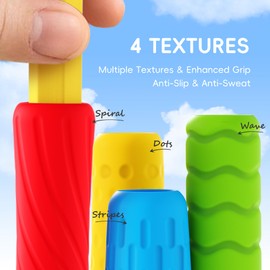 4-Pack Textured Silicone Sensory Fidget Pencil Grips