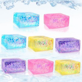 Pack of 8 stress balls for children and adults, anti-stress toy, ice cube fidget toys, can be used as a stress relieving toy and birthday gift, stress ball fun for adults