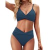Zojuyozio Women Two Piece Swimsuit Twist Front Bikini Sets High