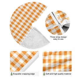 STAYTOP 47.2" Christmas Tree Skirt,Orange and White Squares Suede Xmas Tree Skir Suitable for Indoor Outdoor Holiday Party Office Store Cupboard Decoration