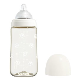 UBMOM PPSU All in One Baby Bottle, PPSU Baby Bottle for Breastfeeding Babies, Anti-Colic Wide-Neck Non-Tip Stable Base, Easy to Clean Natural Baby Bottle 280ml, 9.47oz, Nipple M Level(3~6M) (White)