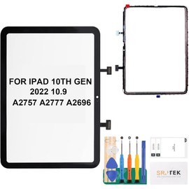 SRJTEK Ersatz-Bildschirm f??r iPad 2022, 10. Generation, 27,7 cm (10 Zoll), Digitizer-Reparatur-Sets f??r iPad 2022, 10. Touchscreen, Ersatz A2757, Schwarz (ohne LCD-Bildschirm)