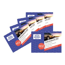 Avery Zweckform 222-5 Logbook (for Cars, Recognised by the Tax Office, A6 Landscape, 80 Pages, 390 Journeys, for Germany and Austria to Define Private/Business Trips), Pack of 5