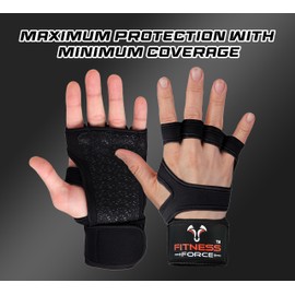 FITNESS FORCE Ventilated Gym Gloves for Men with Built-in Wrist Support for Workouts Weightlifting Gloves Workout Gloves for Women Exercise Fitness Gloves Perfect for Powerlifting, Cross Training