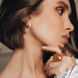 micuco Chunky 18K Gold Plated Hoop Earrings for Women - 18K White Gold Plated Lightweight Hollow Hypoallergenic Earrings for Women