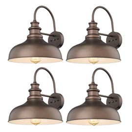 Bestshared 11.5”Dusk to Dawn Sensor Farmhouse Gooseneck Barn Light, Outdoor Wall Sconce, Outdoor Wall Lantern for Porch,gooseneck Exterior Light Fixtures Porch Lights Outdoor (Orb+White, 4 Pack)