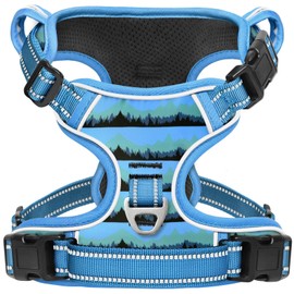 Timos Dog Harness for Lage Dogs No Pull,Front Clip Dog Walking Harness with Reflective Adjustable Soft Padded Vest and Easy Control Handle,No-Choke Pet Harness with 2 Metal Rings,Morning,L