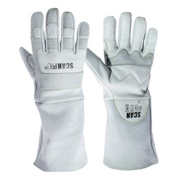 Scan Pro Welding Gloves – Premium Leather Flame Retardant Protective Gloves with Reinforced Palm & Thumb, Aramid Stitching, Extended Gauntlet Cuffs, EN388, EN407 & EN12477 Certified – Size L (9)