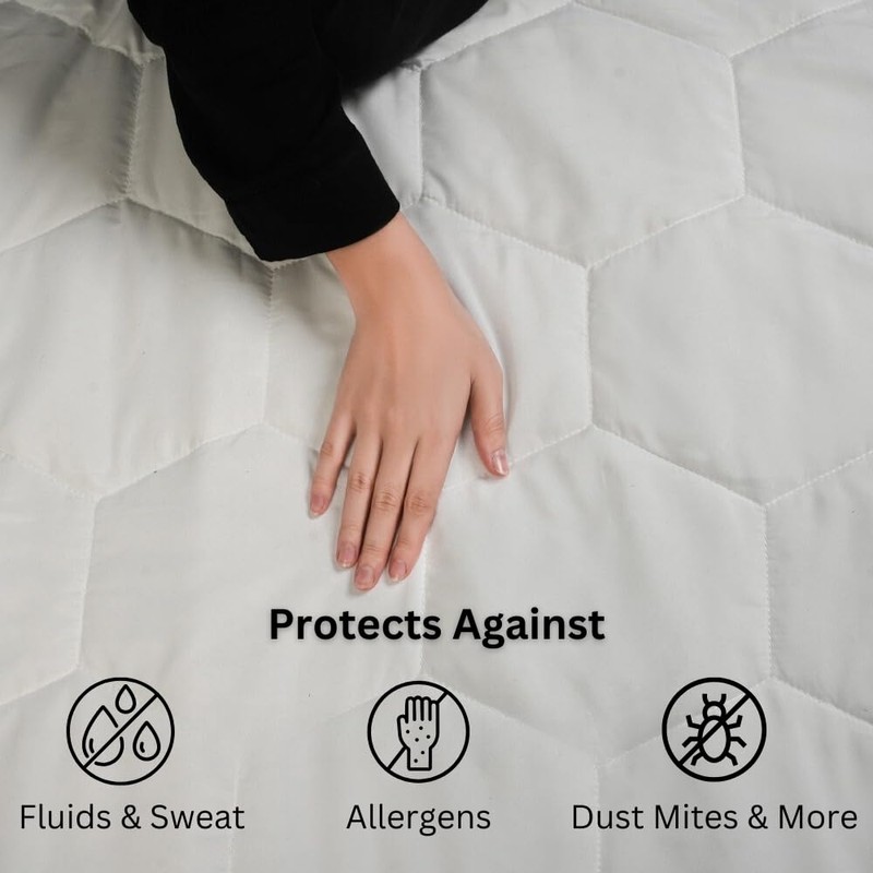 4AS Quilted Mattress Protector Double Bed - Hypoallergenic Deep Fitted