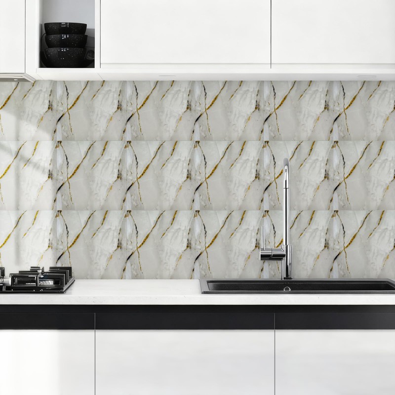 PGVALXOR 50 Sheets Marble-Effect Peel and Stick Wall Panels, Self-Adhesive