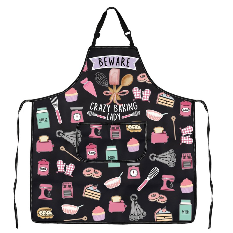 MYSOMY Funny Baking Aprons for Women - Beware Crazy Baking