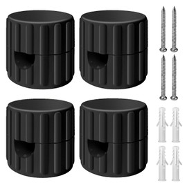QuirkLz Pack of 4 Monkey Swing Surface-Mounted Cable Holders - Screwable Cable Holder for Monkey Swing Lamp & Textile Cable, Two Piece Wall and Ceiling Pins with Screws and Dowels (Black)