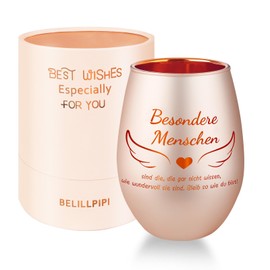 Belillpipi Geschenke für Frauen, Windlicht aus Glas in Roségold mit Geschenkbox, Teelichthalter mit Gravur, besonderes Geschenk für Geburtstag, Weihnachten, Dankeschön Geschenk für Kollegen Lehrerin