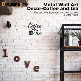 Modern Metal Coffee and Tea Bar Sign Wall Decor, Coffee Cups Sign Wall Hanging Decor, Coffee and Tea Silhouette Ornament for Cafe Bar, Teahouse, Kitchen, Restaurant Decorations