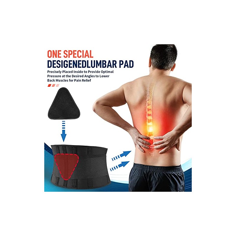 FEATOL - Cinturón de apoyo lumbar para dolor de espalda,