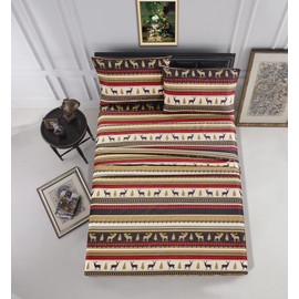 Chezmoi Collection 4-Piece Rustic Lodge Forest Wildlife Moose Deer Microfiber Printed Bed Sheet Set, Queen Size