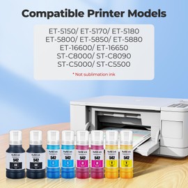 542 Ink Refill Bottles ET-5850 ET-5150 ET-5170 ET-5800 Replacement for Epson 542 Ink Refill Bottles Work for EcoTank Pro ET-5150 ET-5170 ET-5180 ET-5800 ET-5850 ET-5880 ET-16600 ET-1665 (2BK 2C 2M 2Y)