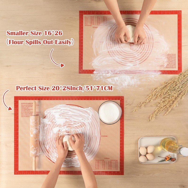 Non-slip Silicone Pastry Mat Extra Large with Measurements 28''By 20''