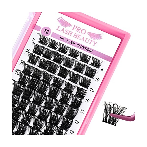 PRO LASHBEAUTY Cluster Lashes 72 Pcs Lash Clusters DIY Eyelash