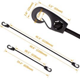 24inch Bungee Cords with Hooks, 12pack Heavy Duty Rubber Tarp Straps Black Adjustable Bungee Cords, Elastic Tie Down with Durable Hooks for Securing Tarps, Bikes,Ground Sheets