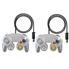 KOGUNXU New 2 Pack for GameCube Controller | Plug & Play for Wii | Ergonomic Design | Rumble On/Off - Silver