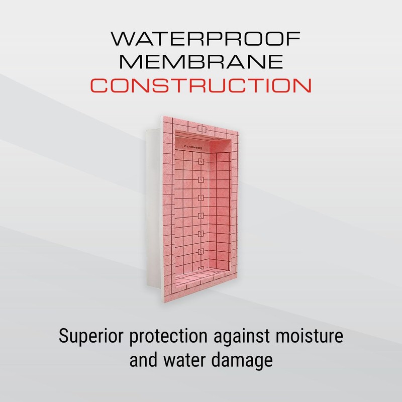 GURU USA W-S Shower Niche, Waterproof Membrane with Pre-Sloped Base,