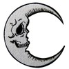 Luna Patch Grinning Skull Face Embroidered Moon Applique Iron On