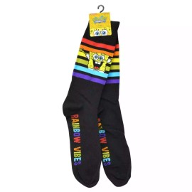 Nickelodeon pack 4 Sponge Bob Square Pants New Tags Pair Rainbow Pride Socks Fits 6.5-12