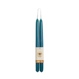 Big Dipper Wax Works Teal Blue Candles, Hand Dipped Beeswax Taper Candles, 12-Hour Long Burn, Pure Beeswax Candle 12" x 7/8", All Natural Rich Coloring