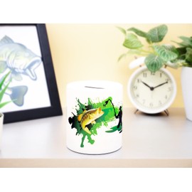 Fishing Money Box with Fish Money Gift Piggy Bank Fishing Money Box Fisherman Saving Bank Accessories Fishing Accessories Gifts for Men Women Fishing Accessories Fishing Birthday Packaging Children