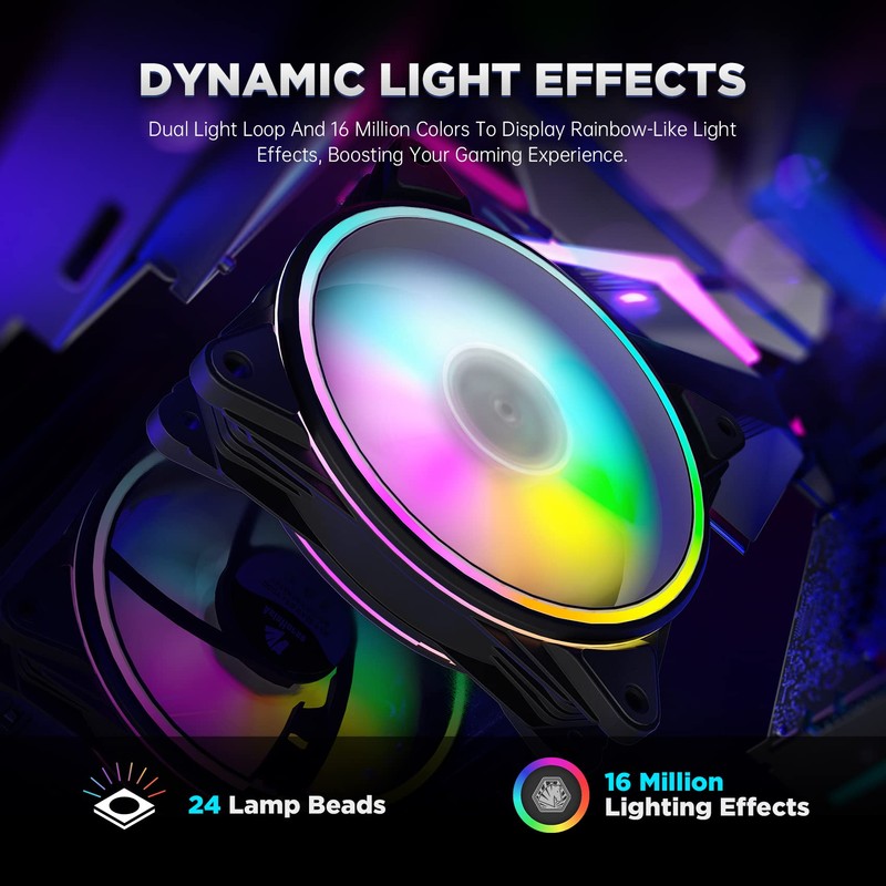Asiahorse 120mm RGB Fans with Fan Hub and Remote, 24