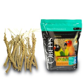 OBELYS Bird Feed & Treat Bundle – 44 oz Maintenance, Mini Bird Food & 2 lb Nutritious Spray Millet for Pet Birds' Health, Vitality, and Balanced Diet