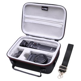 Hard Case for Sony ZV-1F / ZV-1 / ZV-1 II Digital Camera with Shoulder Strap by LTGEM, Fits Vlogger Accessory Kit Tripod and Microphone - Travel Protective Carrying Storage Bag(Black+Grey)