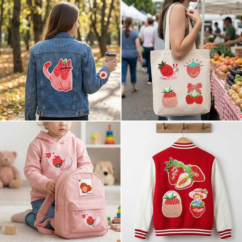 20Pcs Strawberry Iron on Patches Applique Cute Fruit Decorative Embroidered