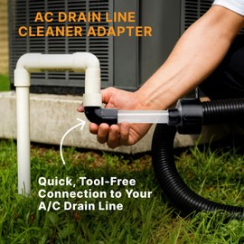 AC Drain Line Cleaner Tool - HVAC to PVC Pipe Unclogger, Wet Vac Attachment for Condensate Drain Cleaning, Air Conditioner Drain Line Evacuation Tool - Black07