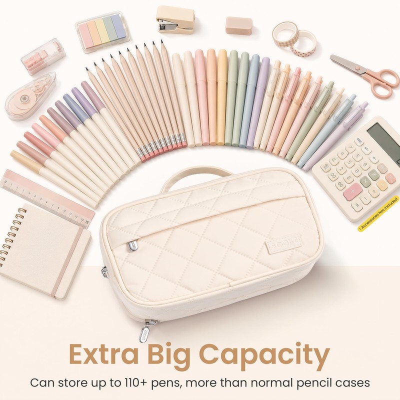 Sooez Large Pencil Case, Pencil Pouch with Handle, Pen Bag