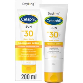 CETAPHIL SUN Liposomale Sonnenlotion SPF 30, 200ml, Dermatologischer Sonnenschutz für trockene, empfindliche Haut, Sofortiger & hochwirksamer UVA- & UVB-Schutz, Extra wasserresistent, Ohne Dufstoffe