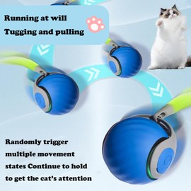 Aidmgndz Speedy Tail 2.0 Interactive Cat Toys with Tail- Self-Moving Ball with Turbo Speed & Smart Sensor, Indoor Enrichment Toy for Bored Cats & Kittens (Blue)