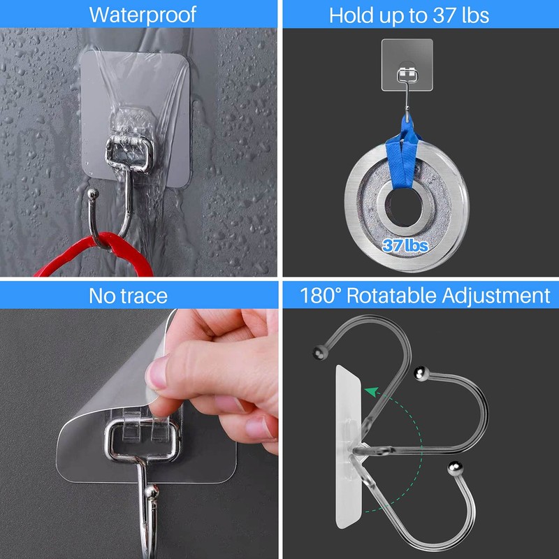 Antimbee 30-Pack All-Purpose Adhesive Hooks for Hanging, Wreath Door Hanger