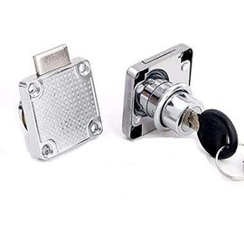 Cold Rolled Steel Cam Locks, Stainless Steel Color Square Furniture Cabinet Drawer Cupboard Door Security Lock with 2 Keys, 36x36mm