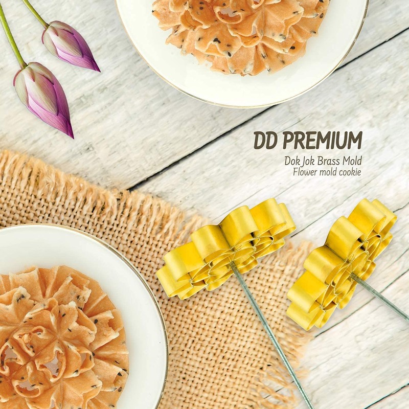 Dok Jok Brass Mold Thai Dessert Maker - Medium Rosette