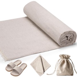 Caydo Creamy White Linen Needlework Fabric, 19 by 62 Inch Embroidery Linen for Sewing Clothing and Handicraft Production