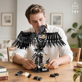 Vziimo Mechanical Raven Bird Building Set, MOC Creative Crow Animal Model Kit, Collectible Home Office Decor Toy Gift for Adults Teens 14+ (1018PCS)