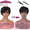 Creamily- Pelucas cortas de corte Pixie negro para mujeres negras,