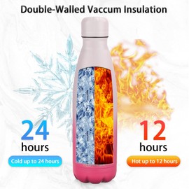 Botella de agua aislada, paquete de 2 botellas de agua de acero inoxidable de 17 onzas con tapa de pajita, botellas de agua deportivas de metal para niños, niñas, frasco de doble pared sin BPA para