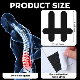 Geiserailie 30 Pcs Kinesiology Tape for Lower Back Pre-Cut Back Support Original Cotton Waterproof Breathable, Enhance Elastic Kinesiology Athletic Tape for Support Stability Sports