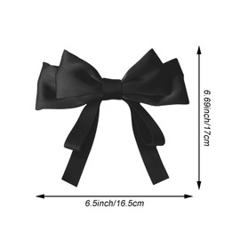Arvintas 3 Pack Large Satin Ribbon Bows with Long Tail - Black & Red Hair Barrettes for Women